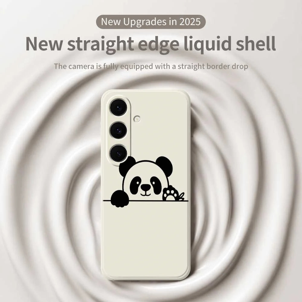 For Samsung Galaxy S25 FE Case Panda Head Pattern Printing Straight Edge TPU Phone Back Cover - Beige - 3