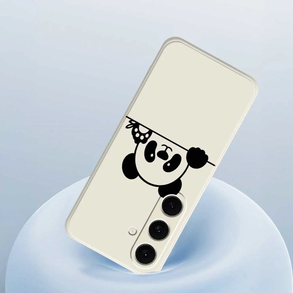 For Samsung Galaxy S25 FE Case Panda Head Pattern Printing Straight Edge TPU Phone Back Cover - Beige - 5