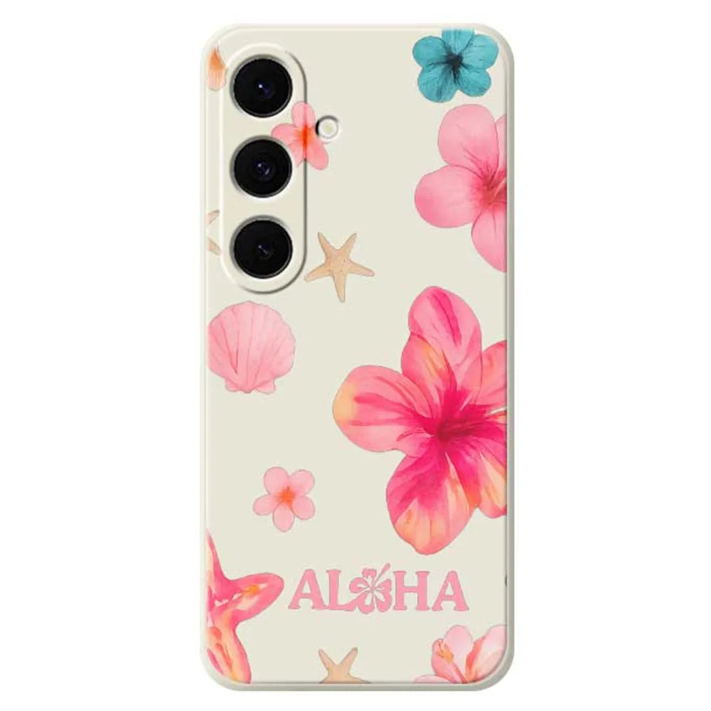For Samsung Galaxy S25 FE Case Shell Flower Pattern Printing Straight Edge TPU Phone Back Cover - Beige - 1