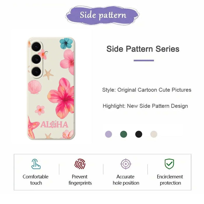 For Samsung Galaxy S25 FE Case Shell Flower Pattern Printing Straight Edge TPU Phone Back Cover - Beige - 2