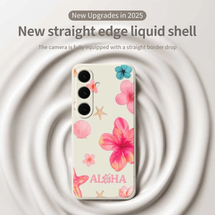 For Samsung Galaxy S25 FE Case Shell Flower Pattern Printing Straight Edge TPU Phone Back Cover - Beige - 3