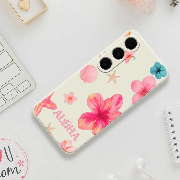 For Samsung Galaxy S25 FE Case Shell Flower Pattern Printing Straight Edge TPU Phone Back Cover - Beige - 7