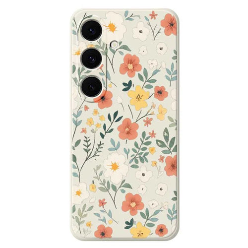 For Samsung Galaxy S25 FE Case Flower Garden Pattern Printing Straight Edge TPU Phone Back Cover - Beige - 1