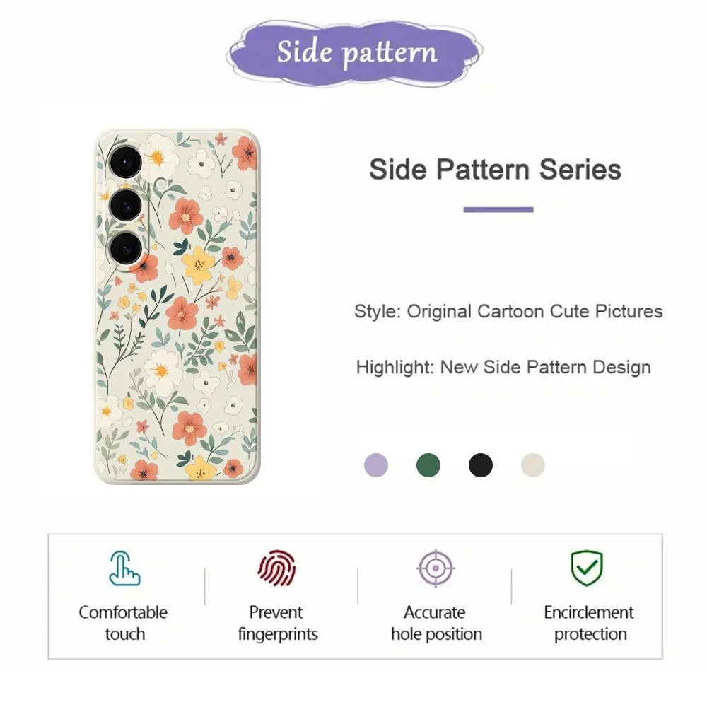 For Samsung Galaxy S25 FE Case Flower Garden Pattern Printing Straight Edge TPU Phone Back Cover - Beige - 2