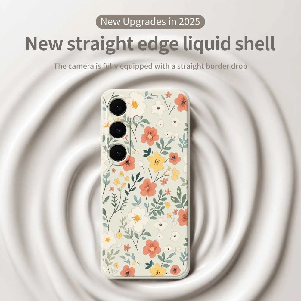 For Samsung Galaxy S25 FE Case Flower Garden Pattern Printing Straight Edge TPU Phone Back Cover - Beige - 3