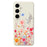 For Samsung Galaxy S25 FE Case Flower Branches Pattern Printing Straight Edge TPU Phone Back Cover - Beige - 1