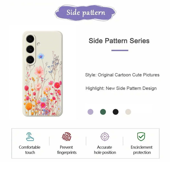 For Samsung Galaxy S25 FE Case Flower Branches Pattern Printing Straight Edge TPU Phone Back Cover - Beige - 2