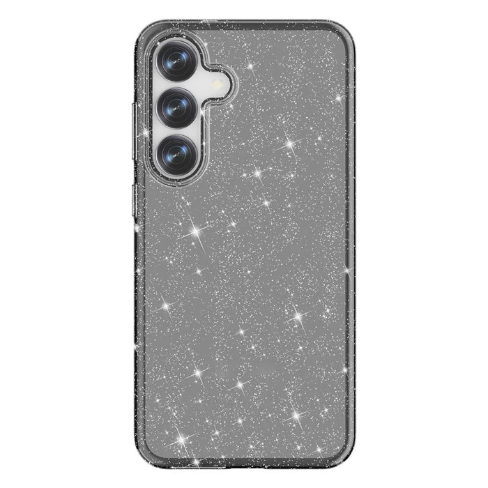AMORUS For Samsung Galaxy S25 / S24 Case Soft TPU Hard PC Back Shockproof Phone Cover - Glitter Black - 1