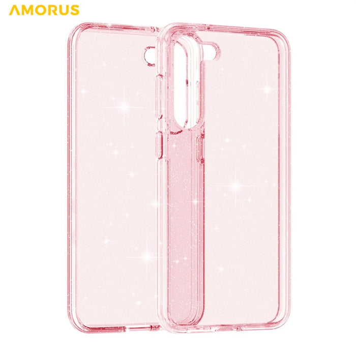 AMORUS For Samsung Galaxy S23 Case Soft TPU Hard PC Back Shockproof Phone Cover - Glitter Pink - 2