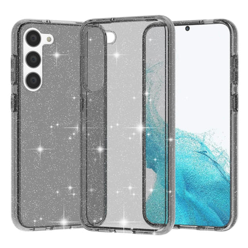AMORUS For Samsung Galaxy S23+ Case Soft TPU Hard PC Back Shockproof Phone Cover - Glitter Black - 1
