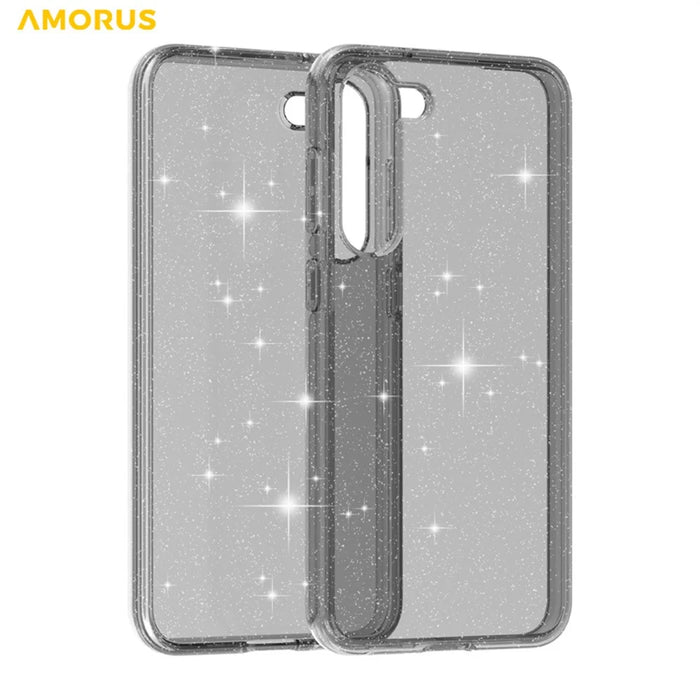 AMORUS For Samsung Galaxy S23+ Case Soft TPU Hard PC Back Shockproof Phone Cover - Glitter Black - 2
