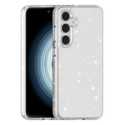AMORUS For Samsung Galaxy S25 FE Case Soft TPU Hard PC Back Shockproof Phone Cover - Glitter White - 1