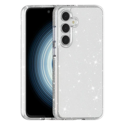AMORUS For Samsung Galaxy S25 FE Case Soft TPU Hard PC Back Shockproof Phone Cover - Glitter White - 1