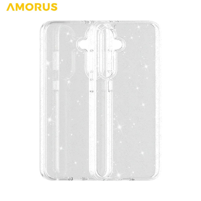 AMORUS For Samsung Galaxy S25 FE Case Soft TPU Hard PC Back Shockproof Phone Cover - Glitter White - 4