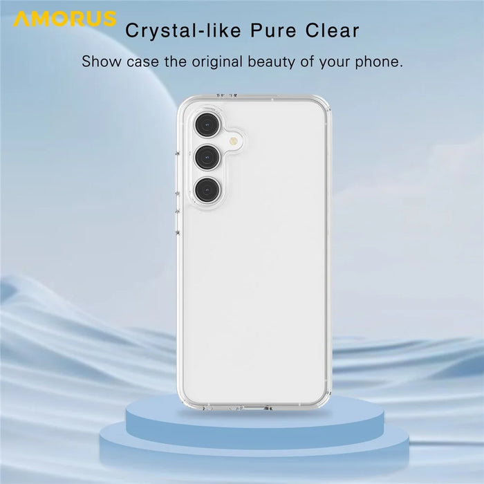 AMORUS For Samsung Galaxy S25 FE Case Soft TPU Hard PC Back Shockproof Phone Cover - Glitter White - 7