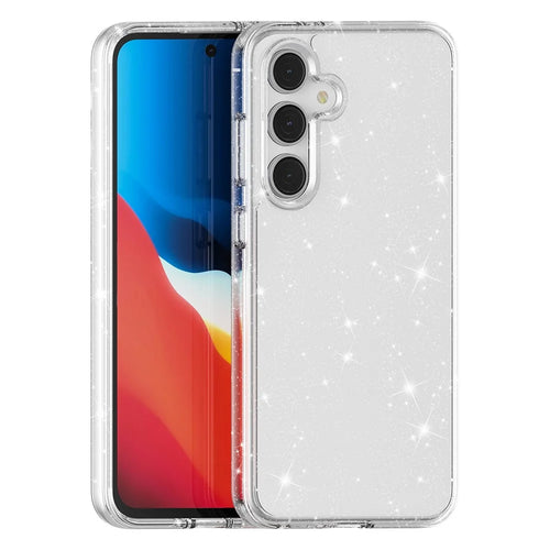AMORUS For Samsung Galaxy S23 FE Case Soft TPU Hard PC Back Shockproof Phone Cover - Glitter White - 1