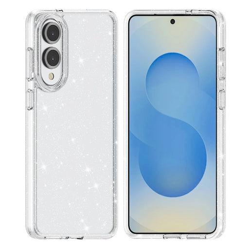 AMORUS For Samsung Galaxy S25 Edge Case Soft TPU Hard PC Back Shockproof Phone Cover - Glitter White - 1