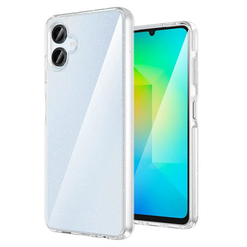 AMORUS For Samsung Galaxy A06 4G Case Soft TPU Hard PC Back Shockproof Phone Cover - Glitter White - 1