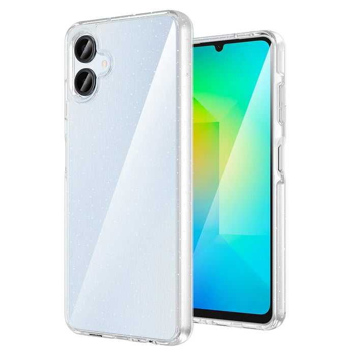 AMORUS For Samsung Galaxy A06 4G Case Soft TPU Hard PC Back Shockproof Phone Cover - Glitter White - 1