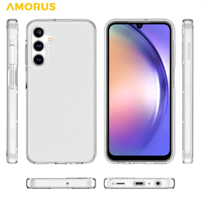 AMORUS For Samsung Galaxy A25 5G (Global) (161mm) Case Soft TPU Hard PC Back Shockproof Phone Cover - Clear White - 4