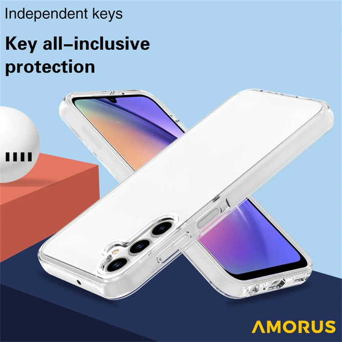 AMORUS For Samsung Galaxy A25 5G (Global) (161mm) Case Soft TPU Hard PC Back Shockproof Phone Cover - Clear White - 6