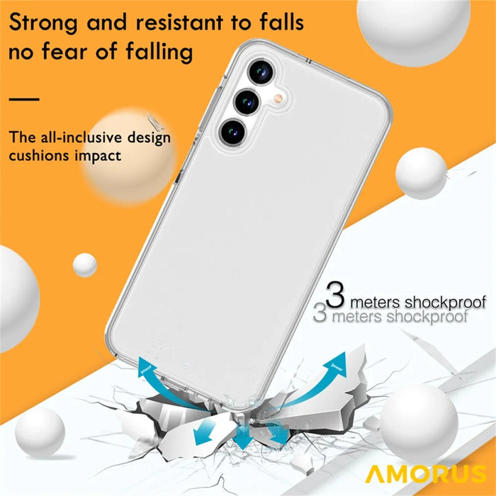 AMORUS For Samsung Galaxy A25 5G (Global) (161mm) Case Soft TPU Hard PC Back Shockproof Phone Cover - Clear White - 7