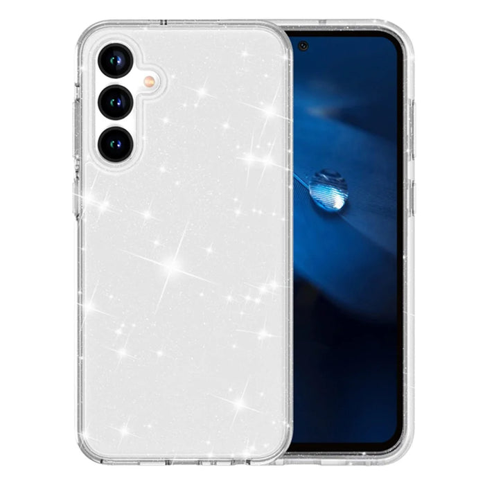 AMORUS For Samsung Galaxy A35 5G Case Soft TPU Hard PC Back Shockproof Phone Cover - Glitter White - 1