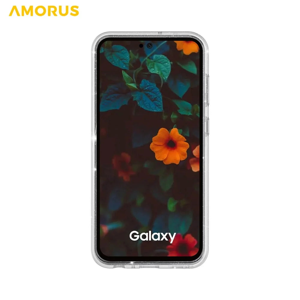 AMORUS For Samsung Galaxy A37 5G / A36 5G / A56 5G Case Soft TPU Hard PC Back Shockproof Phone Cover - Glitter White - 2