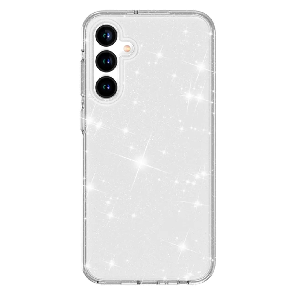 AMORUS For Samsung Galaxy A55 5G Case Soft TPU Hard PC Back Shockproof Phone Cover - Glitter White - 1