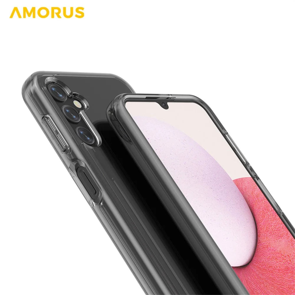 AMORUS For Samsung Galaxy A14 5G / 4G Case Soft TPU Hard PC Back Shockproof Phone Cover - Clear Black - 4
