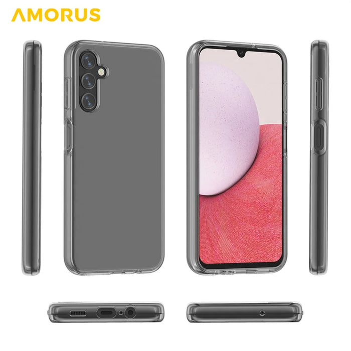 AMORUS For Samsung Galaxy A14 5G / 4G Case Soft TPU Hard PC Back Shockproof Phone Cover - Clear Black - 5