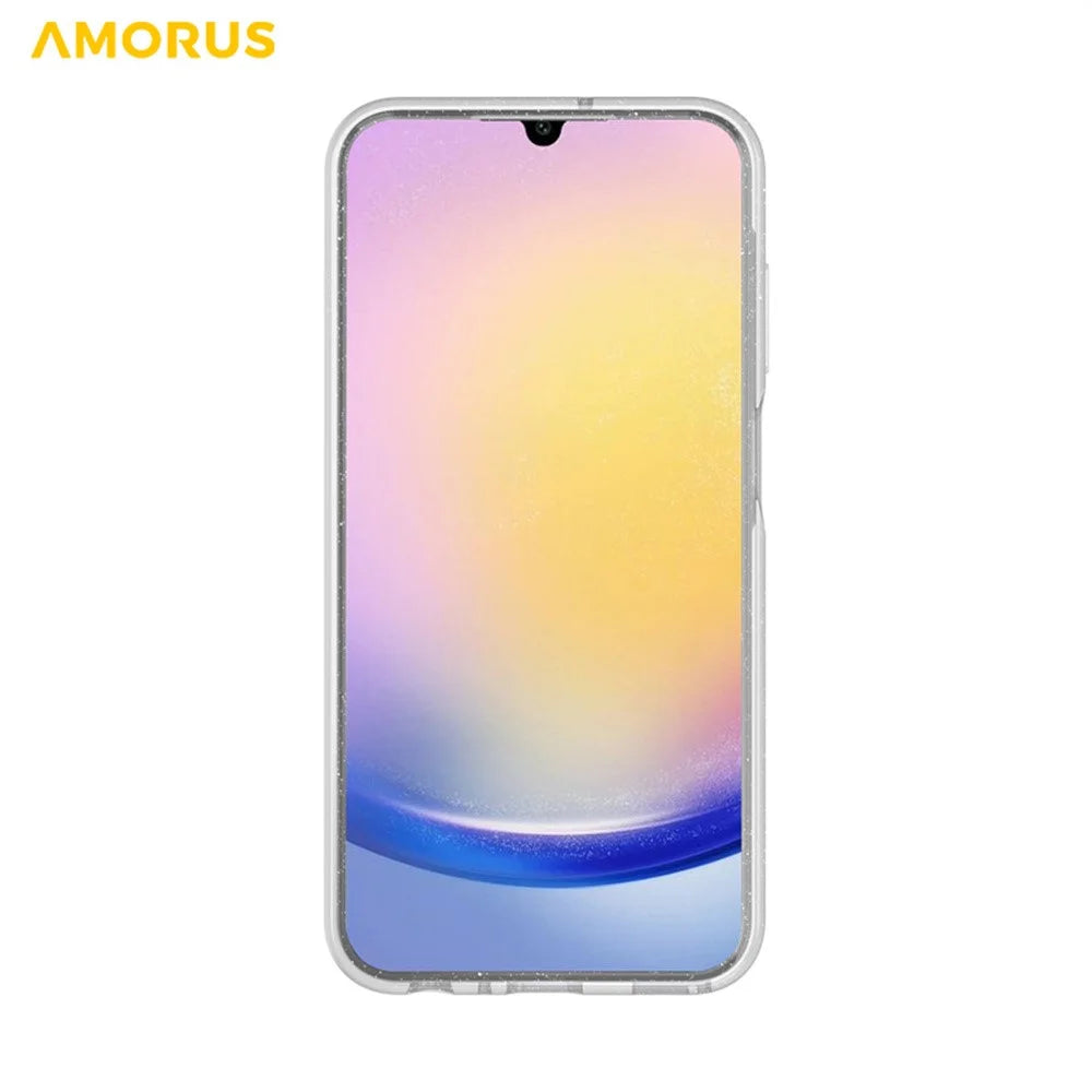 AMORUS For Samsung Galaxy A15 4G / 5G Case Soft TPU Hard PC Back Shockproof Phone Cover - Glitter White - 2