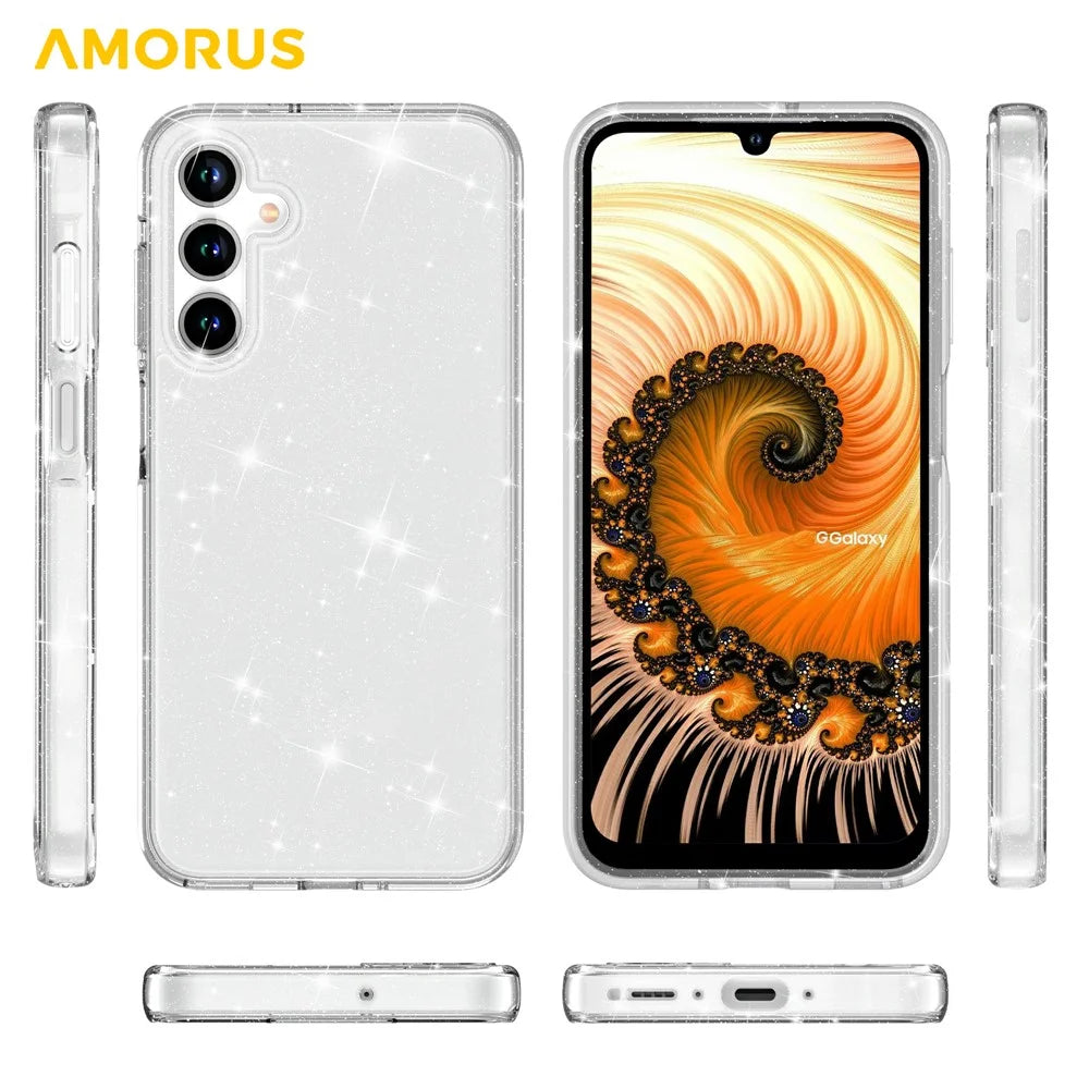 AMORUS For Samsung Galaxy A18 5G / A18 4G / A26 5G / A17 5G Case Soft TPU Hard PC Back Shockproof Phone Cover - Glitter White - 4