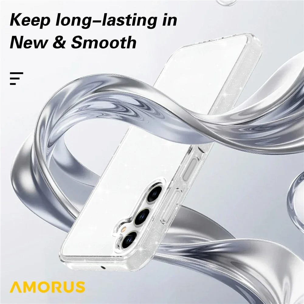 AMORUS For Samsung Galaxy A18 5G / A18 4G / A26 5G / A17 5G Case Soft TPU Hard PC Back Shockproof Phone Cover - Glitter White - 7