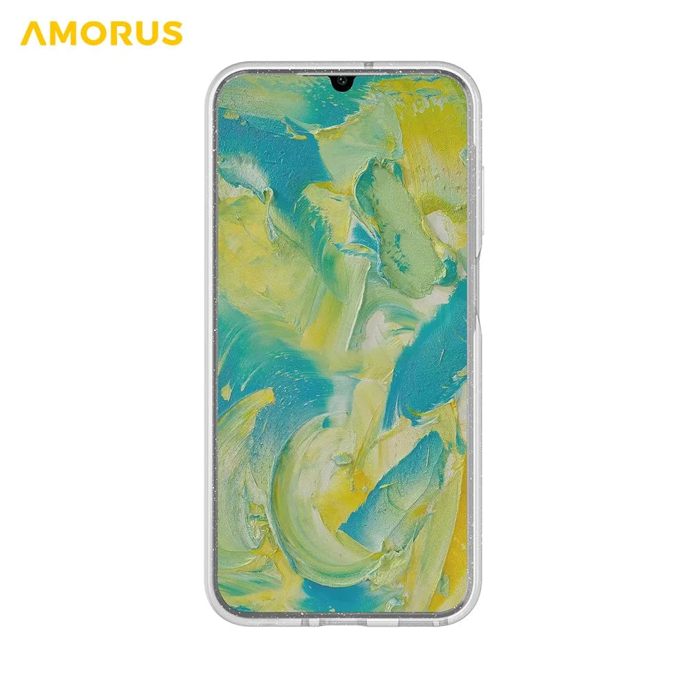AMORUS For Samsung Galaxy A16 5G Case Soft TPU Hard PC Back Shockproof Phone Cover - Glitter White - 2