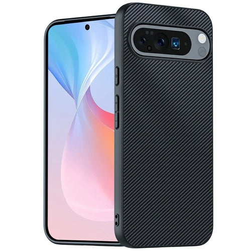 For Google Pixel 10 Pro XL Case Leather + PC Hard Phone Cover Carbon Fiber Texture - Carbon Fiber / Black - 1