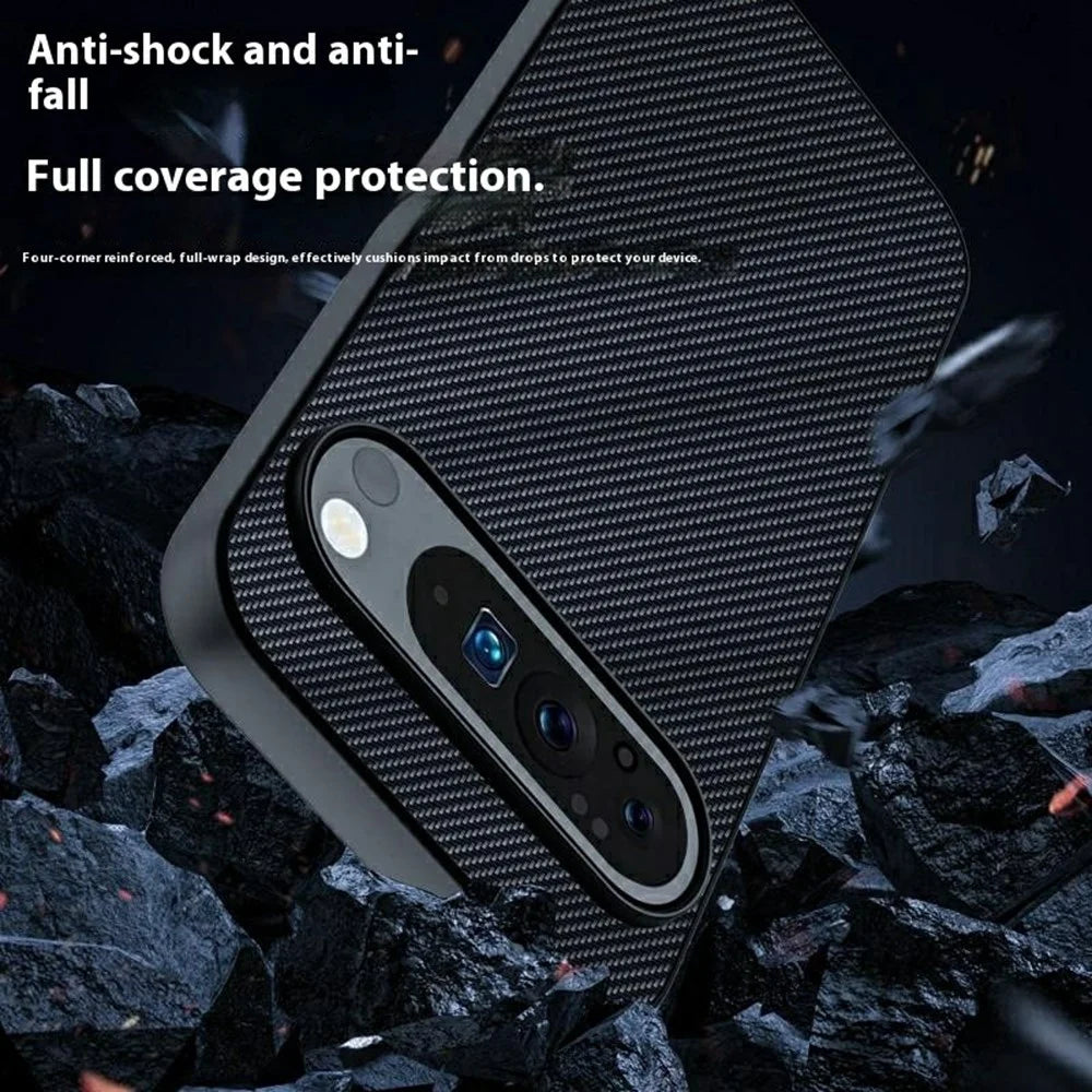 For Google Pixel 10 Pro XL Case Leather + PC Hard Phone Cover Carbon Fiber Texture - Carbon Fiber / Black - 3