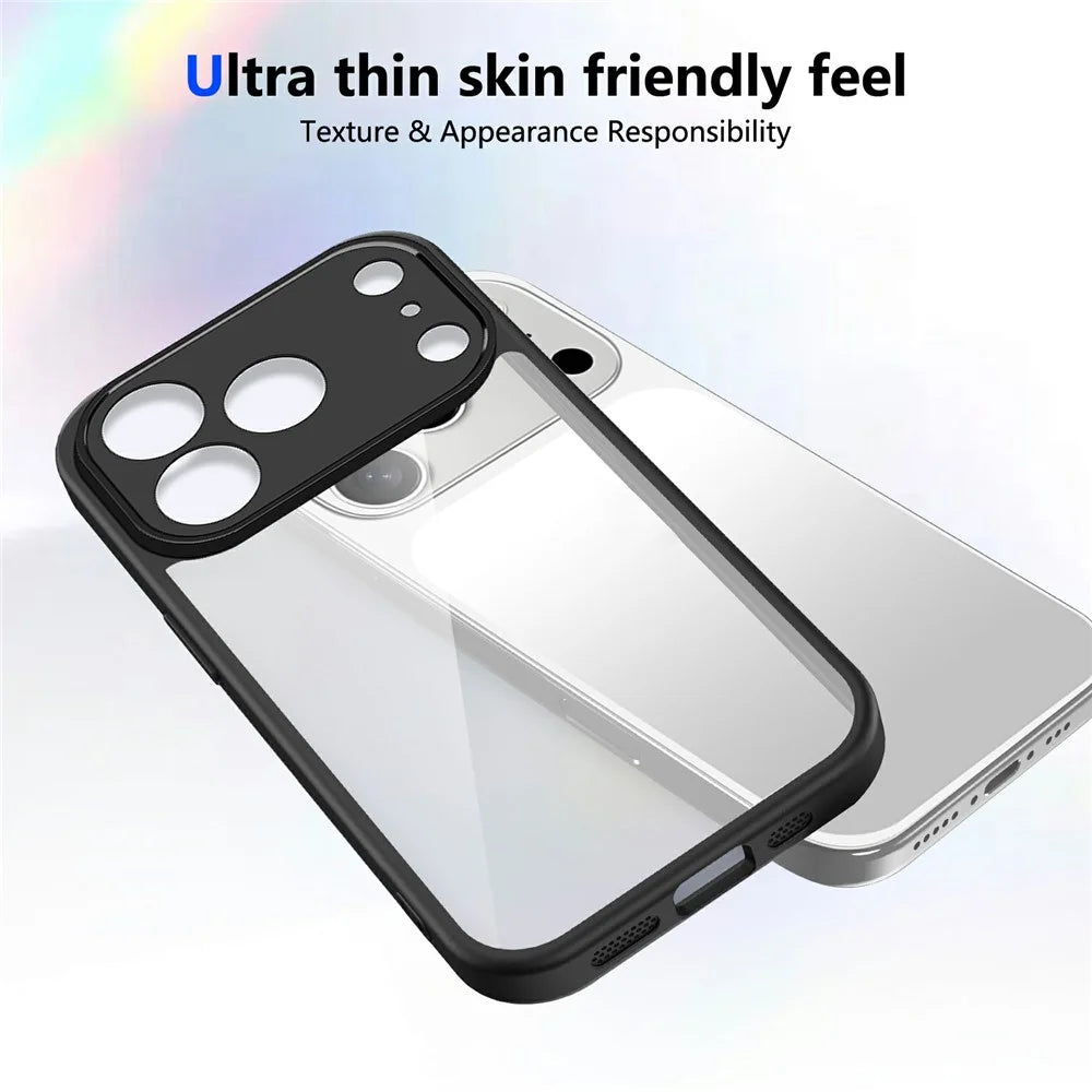 For iPhone 17 Pro Max Case Matte Skin Touch Clear PC + TPU Shockproof Phone Back Cover - Black - 3