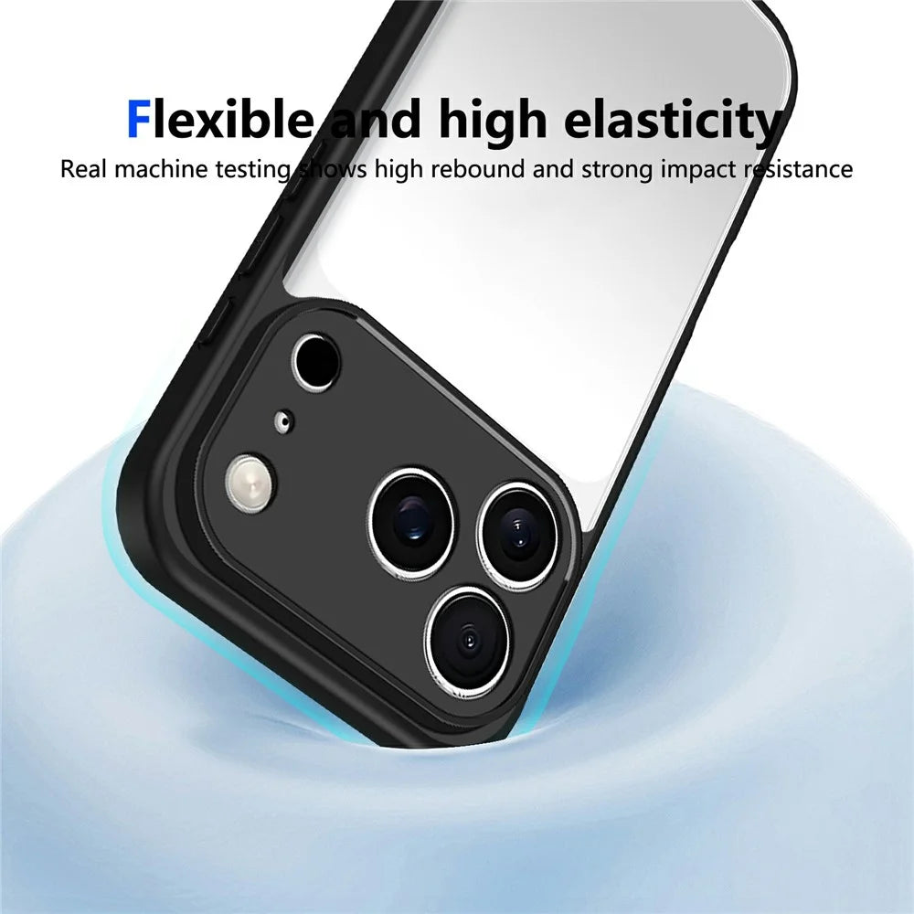 For iPhone 17 Pro Max Case Matte Skin Touch Clear PC + TPU Shockproof Phone Back Cover - Black - 5