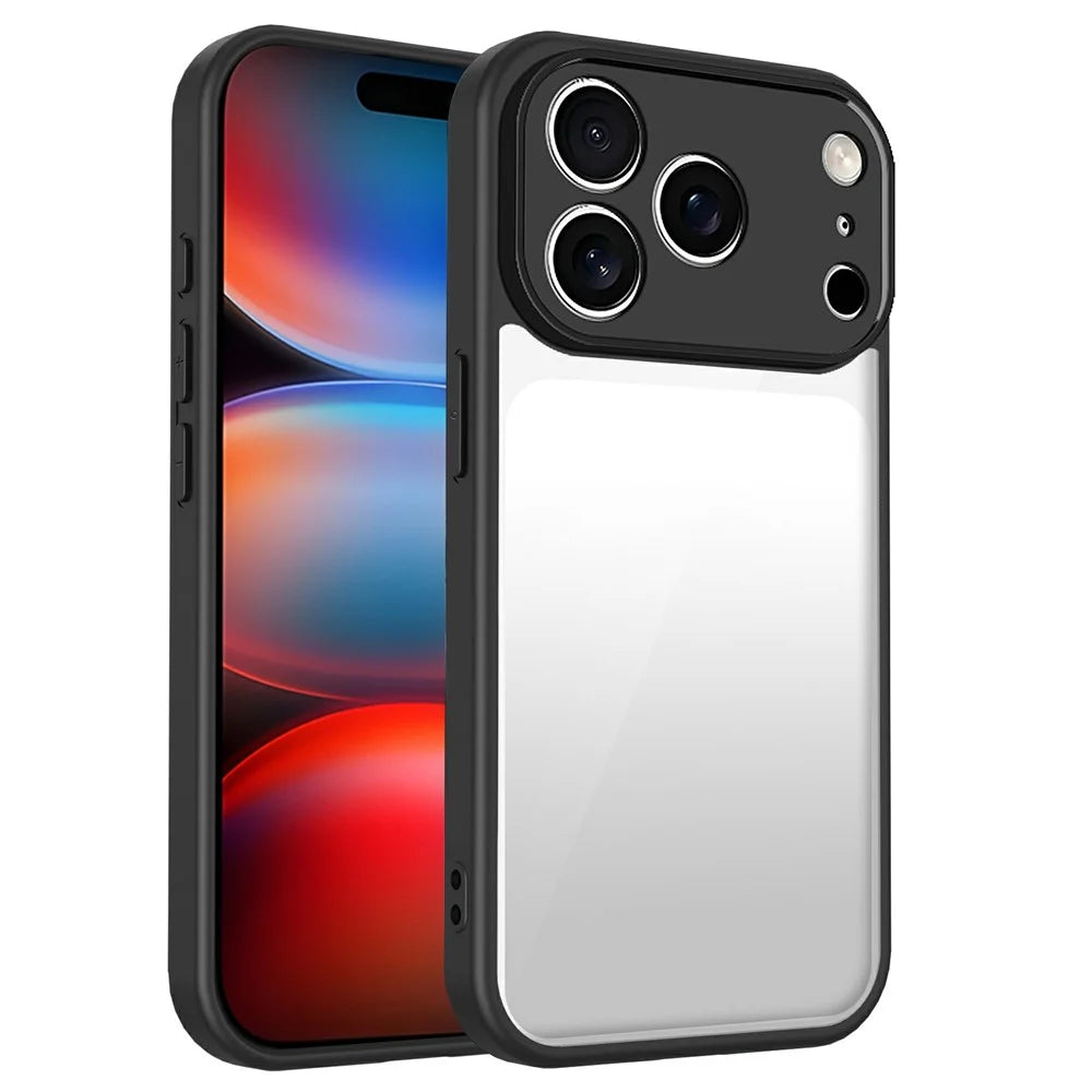 For iPhone 17 Pro Case Matte Skin Touch Clear PC + TPU Shockproof Phone Back Cover - Black - 1