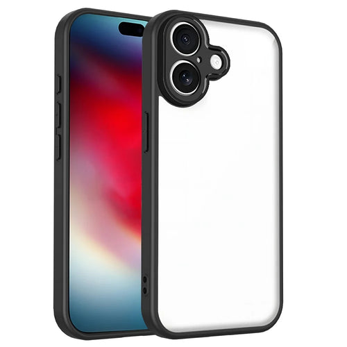 For iPhone 17 Case Matte Skin Touch Clear PC + TPU Shockproof Phone Back Cover - Black - 1