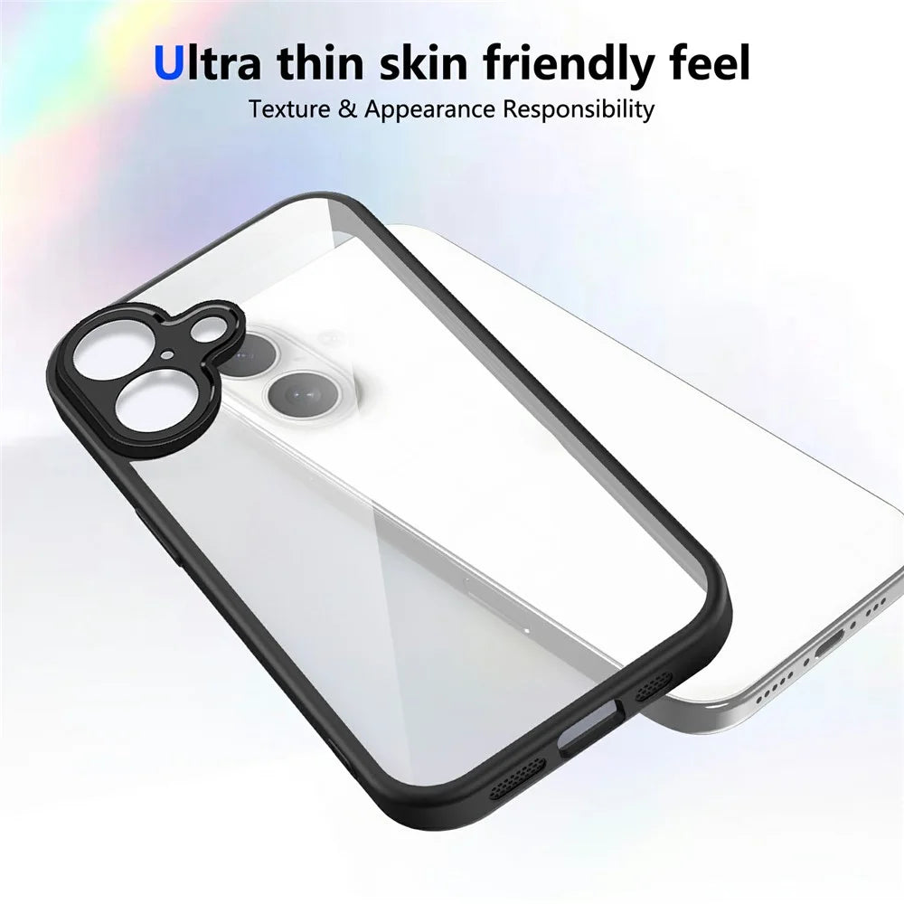For iPhone 17 Case Matte Skin Touch Clear PC + TPU Shockproof Phone Back Cover - Black - 3