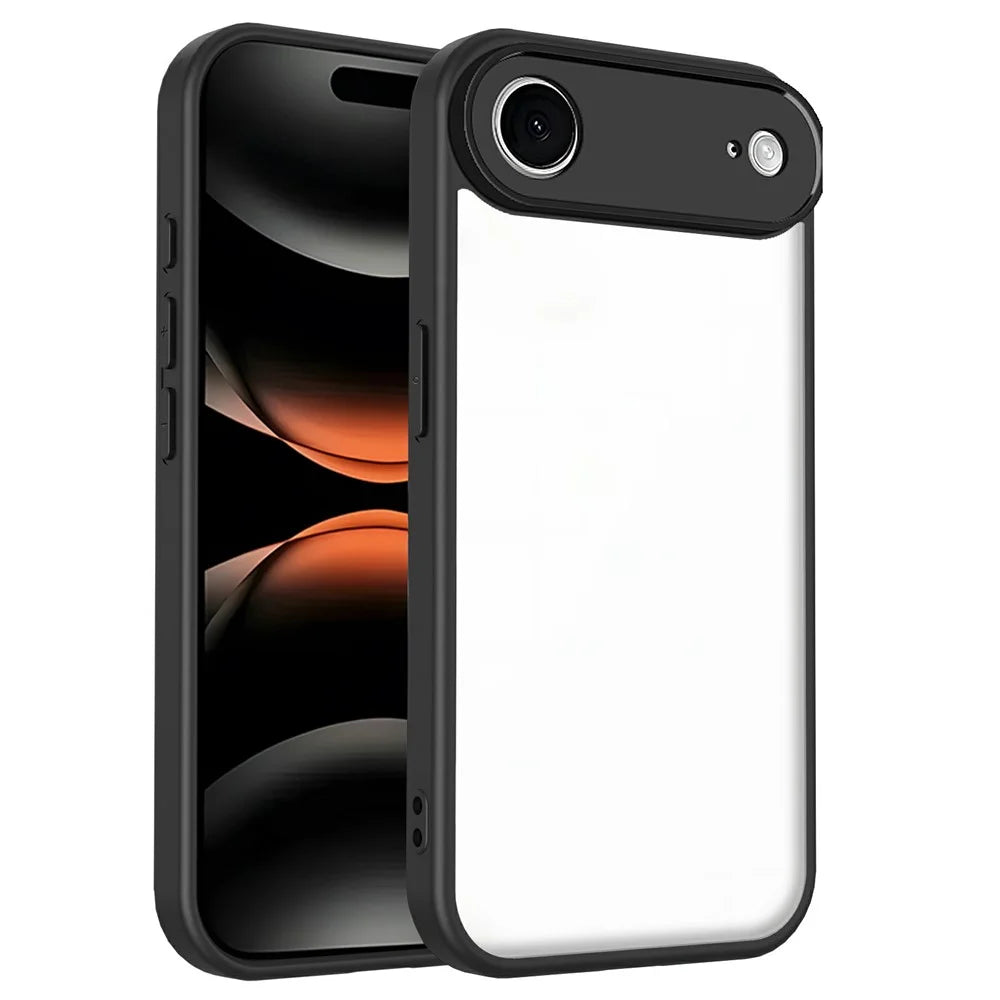 For iPhone Air Case Matte Skin Touch Clear PC + TPU Shockproof Phone Back Cover - Black - 1