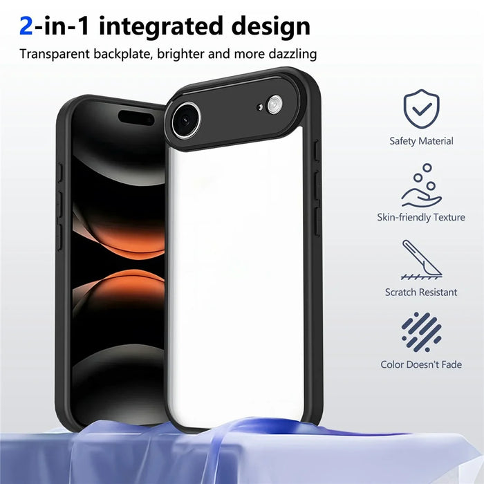 For iPhone Air Case Matte Skin Touch Clear PC + TPU Shockproof Phone Back Cover - Black - 2