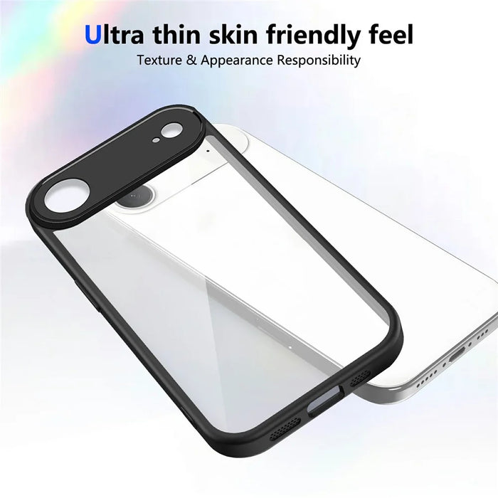 For iPhone Air Case Matte Skin Touch Clear PC + TPU Shockproof Phone Back Cover - Black - 3