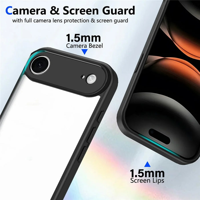 For iPhone Air Case Matte Skin Touch Clear PC + TPU Shockproof Phone Back Cover - Black - 4