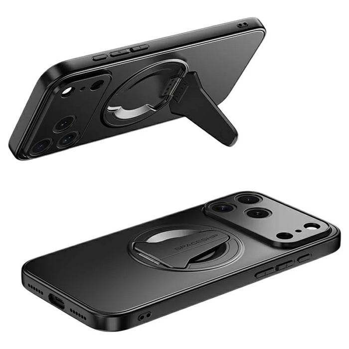 For iPhone 17 Pro Case Compatible with MagSafe Hidden Kickstand Skin-Feel Matte PC TPU Phone Back Cover - Black - 1