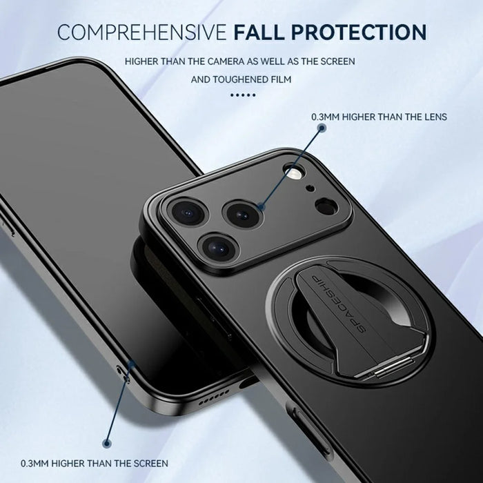 For iPhone 17 Pro Case Compatible with MagSafe Hidden Kickstand Skin-Feel Matte PC TPU Phone Back Cover - Black - 4