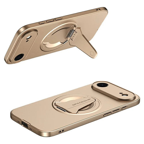 For iPhone Air Case Compatible with MagSafe Hidden Kickstand Skin-Feel Matte PC TPU Phone Back Cover - Desert Gold - 1