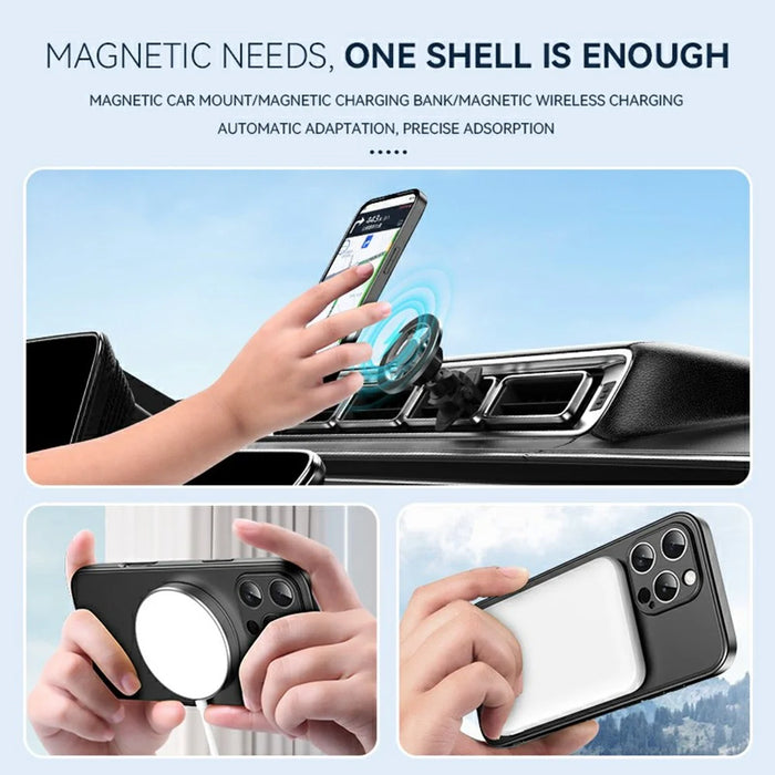 For iPhone 16 Pro Max Case Compatible with MagSafe Hidden Kickstand Skin-Feel Matte PC TPU Phone Back Cover - Black - 4